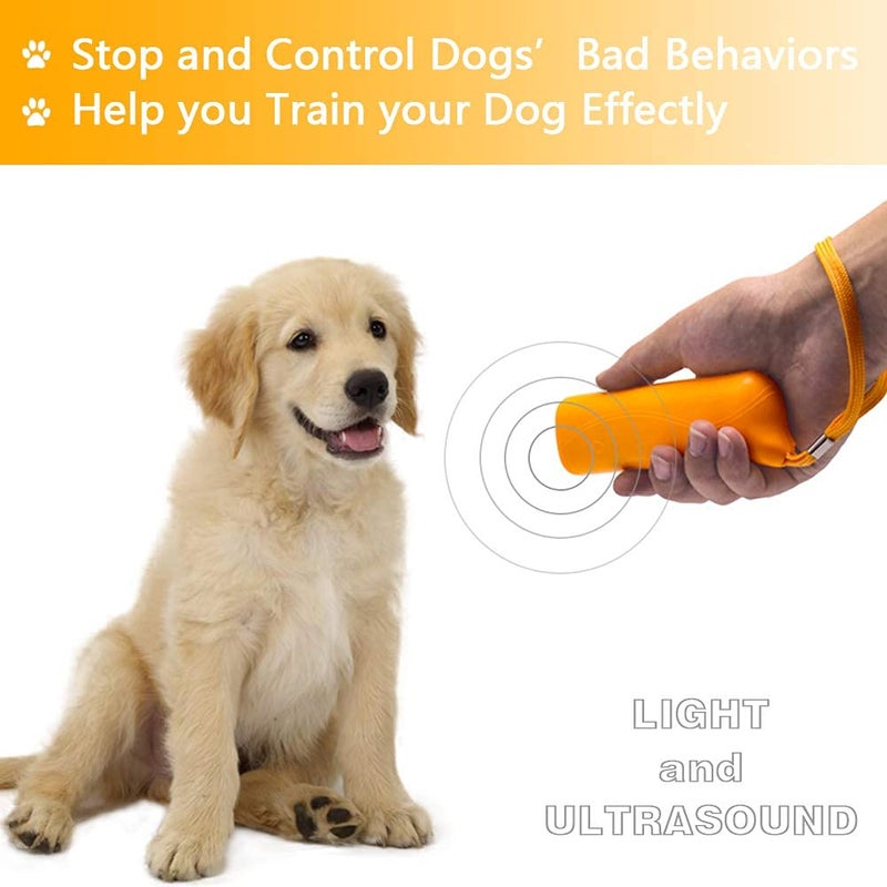 OYEFLY Handheld Dog Trainer, 3 in 1 with LED Flashlight,Bark Stopper Dog Trainer Devices Training Tool/Stop Barking(Yellow) - Image 2